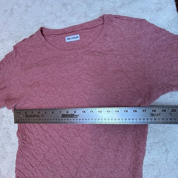MNC Atelier Womens Textured Cotton Long Sleeve Raglan T-Shirt Top Medium Pink - Picture 7 of 9